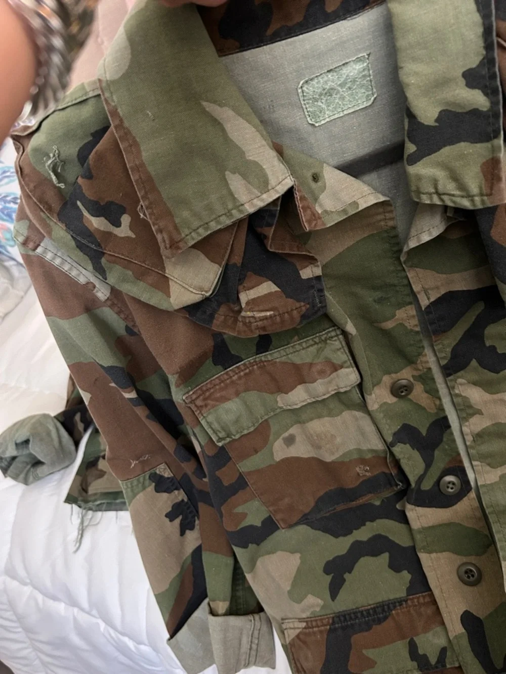 Camo Green Brown Woodland Camouflage Utility Jacket - Picture 3 of 4